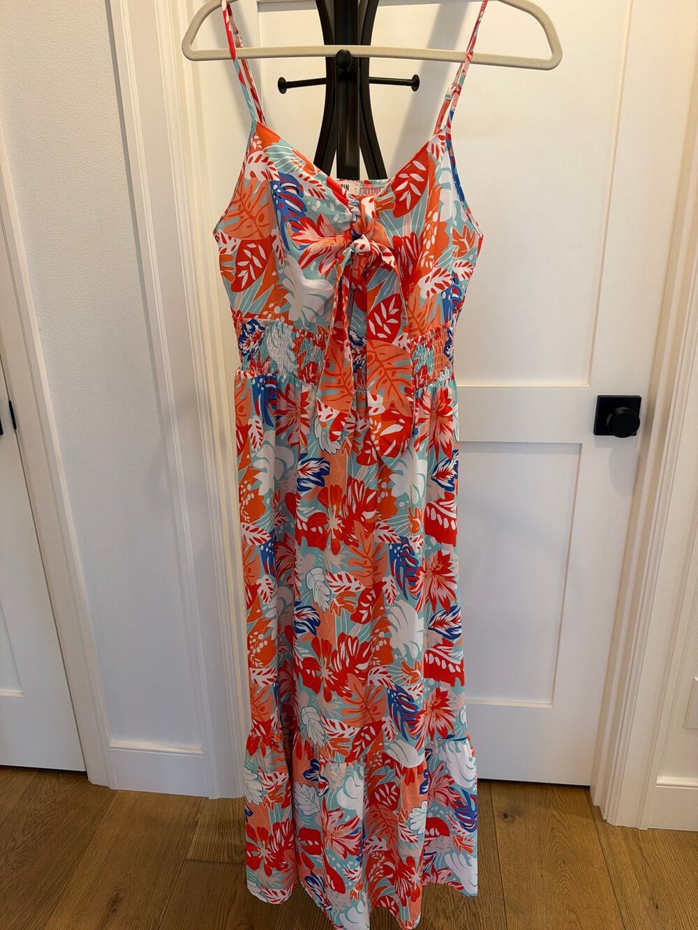 Grace Karin Summer Floral Tie-Front Maxi Dress Size Large